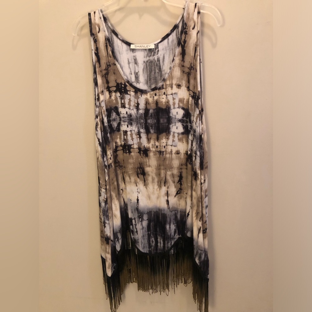 Women’s tie dye tank with fringe